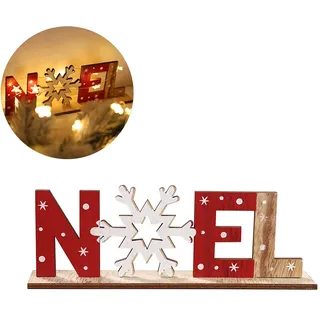 Weihnachtsdekoration Aus Holz: Weihnachtsmann-buchstaben, Schneemann Und Schneeflocken Für Den Tisch