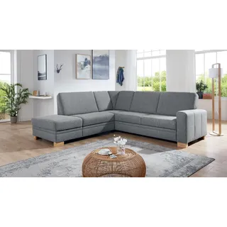 Ecksofa Wohnlandschaft Eckcouch Polsterecke Cleveland Stoff steel grau Federkern