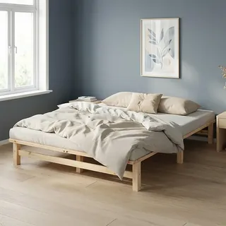Homestyle4u Holzbett 160 x 200 cm Braun