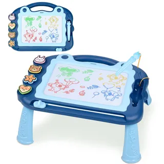 Sarsumir Magnetische Maltafel Zaubertafeln für Kinder, Zaubertafel Maltafel Magnettafel Reisegröße, Bunt Zeichenbrett für 3 4 5 Jahre alt mit 1 Magnetstift und 4 Stempel, Blau