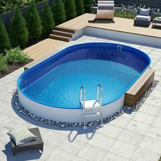 Stahlwandpool Oval Komplettset BRONZE 4,50x2,50x1,20m Pool Set Sandfilter Leiter