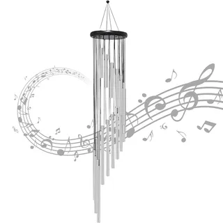 JOERRES Windspiel, 18 Rohre aus Aluminiumlegierung für Garten, dekoratives Windspiel für drinnen und draußen, hängende Windspiele für Zuhause, Metall-Windspiele für Heimdekoration, Geschenk (Silber)