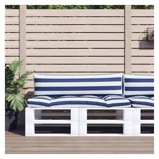 vidaXL Palettenkissen 2 St. 120 x 80 x 10 cm blau weiß gestreift