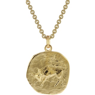 trendor 39070-05 Stier Sternzeichen Ø 20 mm Herren-Halskette Gold auf Silber, 50 cm