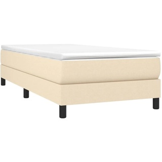 vidaXL Boxspringbett Bettgestell Einzelbett Polsterbett Bett Hotelbett Bettrahmen Lattenrost Schlafzimmerbett Designerbett Creme 90x200cm Stoff