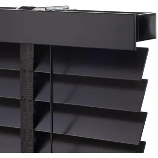 Holz Jalousie 50 mm - Schwarz - 40 cm x 250 cm (BxH) - Jalousie für Fenster und Tür - Jalousie aus Holz - Erhältlich in Breiten von 50 cm bis 160 cm - Innenjalousie