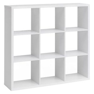 Wohnling Bücherregal WL5.298, weiß, Würfelregal aus Holz, 9 Fächer, 112 x 112 x 29cm