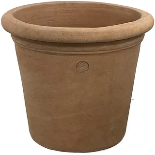 Hirsch Terracotta Vaso ohne Dekoration Ø 45 cm Terra di Impruneta Stabiler Blumentopf Übertopf mit sicherer Standfläche