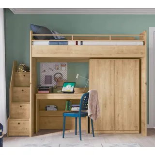Möbel-Zeit Hochbett Studio mit Schrank und Tisch