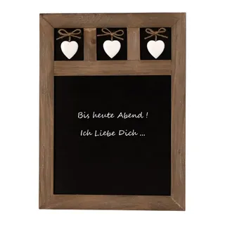 Kreidetafel mit Holzrahmen Wandtafel Holztafel Dekotafel Küchendeko Wandeko Memoboard 40x30cm Herz Design Holz (Kreidetafel Groß)