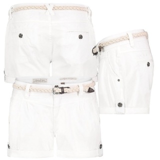 Eight2Nine Bermudas Short Bermuda kurze Hose Sommer Chino Shorts stoff Hotpants mit Gürtel weiß