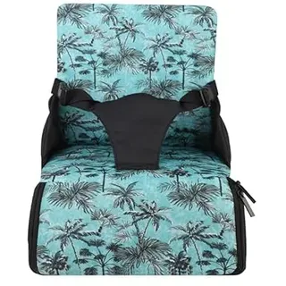Sitzerhöhung Stuhl Kind,Reise Hochstuhl baby,Klappbar Baby Essen Stuhl Tischsitz Sitzkissen,mit Rückenlehne und Verstellbaren Sitzgurten,für Zuhause Unterwegs (Green)