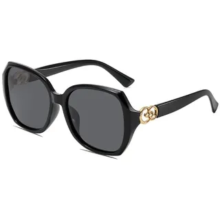 XFSRG Große Sonnenbrille Damen Elegante Polarisiert UV400 Sonnenschutz Schutz Klassisch Vintage Brille Mode - L