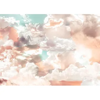 Komar Vlies Fototapete Mellow Clouds - Größe: 350 x 250 cm - 7 Bahnen, Bahnbreite 50 cm - Tapete, Dekoration, Wandtapete, Wolken, rosa Himmel - X7-1014