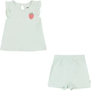 huggies babywear Bluse & Shorts HUGGIES BABYWEAR "HUGG 2PC SETS", Mädchen, Gr. 7 (24M/92), grün (milky grün), Web, Obermaterial: 100% Baumwolle, bestickt, unifarben, KOB Set-Artikel, mit Stickerei