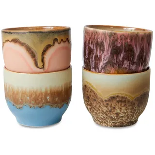 Hkliving - 70's Café Becher rund 195 ml, lagoon (4er-Set)