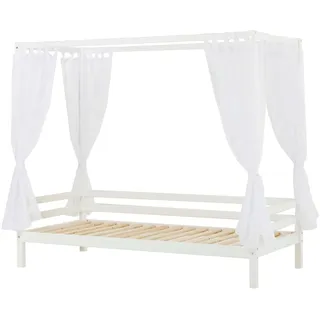 Himmelbett HOPPEKIDS "ECO Dream Kinder/ Prinzessinnenbett 90x200cm, H= 182 cm, Kiefer massiv", weiß, B:208cm H:182cm L:98cm, Betthimmel: 100% Polyester, Betten, wahlweise mit Gästebett oder Schubkästen