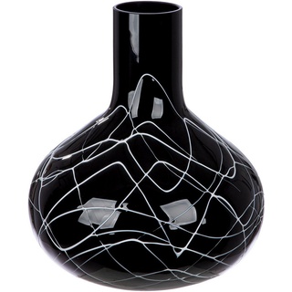 GILDE Tischvase Vase Uderzo mit Spinnenwebendekor, Höhe ca. 28 cm (1 St), Europäische Handarbeit, aus durchgefärbtem Glas schwarz