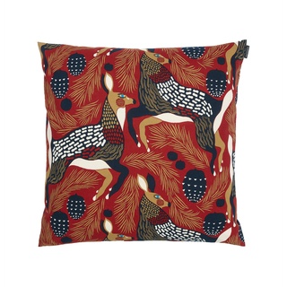 Marimekko - Pieni Peura Kissenbezug, 50 x 50 cm, rot / beige / dunkelblau