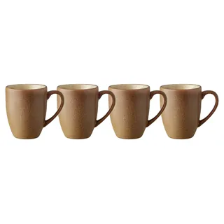 BITZ Becher mit Henkel, Kaffeebecher aus Steinzeug, 30 cl, 4er-Set, Wood/Sand