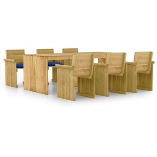 7-tlg. Gartenmöbel Set Sitzgruppe für Garten| Garten-Essgruppe Lounge Set für 6 personen,mit Kissen Imprägniertes Kiefernholz #DE6249