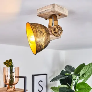 »Cotes« 1-flammige Zimmerlampe aus Holz und Metall in bronzefarben
