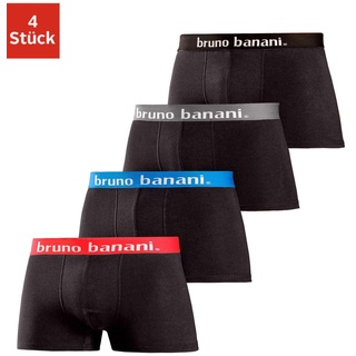 Boxershorts BRUNO BANANI Gr. L, 4 St., schwarz Herren Unterhosen Wäsche in Hipster-Form uni oder gemustert