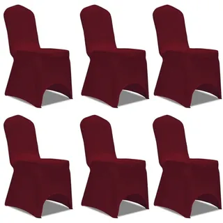 furnicato Hussen-Set Stuhlhusse Burgunderrot für Stühle bis 100 cm Höhe, 6er Set, Dehnbare Stuhlbezüge aus Stretchstoff für Hochzeiten und Bankette rot