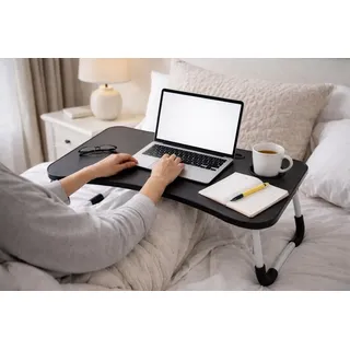 Betttisch Frühstückstablett Serviertablett Laptoptisch Tablettisch - Schwarz