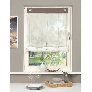 Home fashion 91357-860 Ösen-Raffrollo Scherli, 140 x 80 cm, Voile, Stein