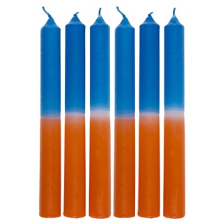 Kerzen mit Farbverlauf Dip Dye zweifarbige Neon-Kerzen - Stabkerzen Stumpenkerzen - Dinner-Kerzen Geschenk (20 x 2 cm, blau/orange, 6)