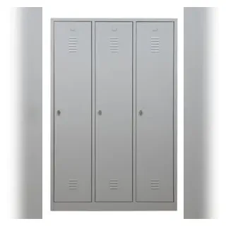 PROREGAL Garderobenspind Camel | 3-Fächer| HxBxT 180x119x50 cm | Vorhängeschloss | Grau