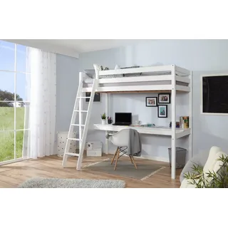 TICAA Hochbett Felix 206 x 50 cm Kiefer massiv weiß