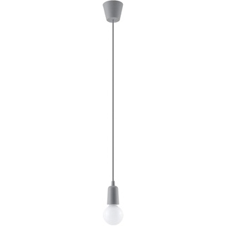 SOLLUX Pendelleuchte DIEGO Einzigartiges Design ohne Schirm Minimalistische Beleuchtung LED Einzelbirne Grau