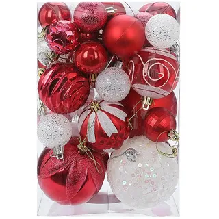 Heikoeco® Weihnachtskugeln in einer Mischung aus strahlendem Weiß und tiefem Rot