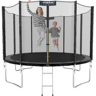 Kinetic Sports Trampolin Outdoor Salto 310 cm inkl. Sicherheitsnetz und Leiter Schwarz