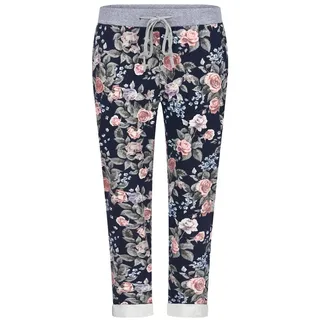 Mississhop Chinohose Damen Hose Blumen Jogginghose Baumwolle gemustert M. 287 blau