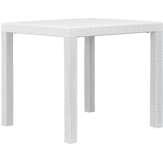 Eleganten-Stil Gartentisch Weiß 79 x 79 x 72 cm Kunststoff Rattan-Optik DE33092