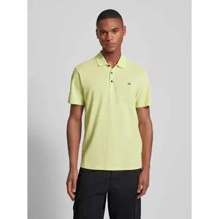 Slim Fit Poloshirt mit Logo-Stitching Modell 'EALIS', Neon Gelb, XXL
