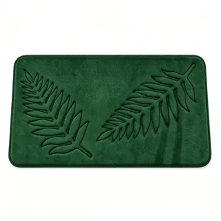 Diwzbyn Badematte Badematte aus Memory-Schaum, rutschfest, saugstark,Blättermotiv, Höhe 40 mm grün