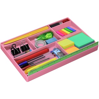 Acrimet Schublade Ordnungssystem mit 8 Fächern für Schreibtischutensilien Büro und Zubehör (Kunststoff) (Rosa)