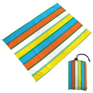 Surwin Stranddecke Sandfrei Wasserdicht Stranddecke XXL Strandmatte Faltbar Ultraleicht Tragbar Picknickdecke mit Tragetasche & 4 Heringen für Strand Camping, Minimalistisch (Gelb,140x150cm)