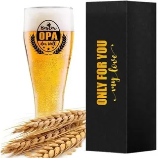 "Opa Weizenbierglas mit Spruch \"bester OPA der Welt \", Weizenglas Geschenk Bierglas 0,5l, Bier Geschenke für Männer Ihn zum Vatertag Geburtstags W