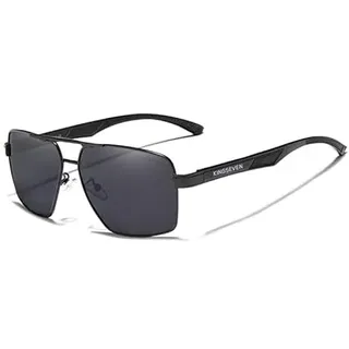 KINGSEVEN Pilot Polarisierte Quadratische Sonnenbrille für Herren, Klassischer UV400-Schutz Verspiegelte Gläser Modischer Vintage-Retro-Stil 7719 - L