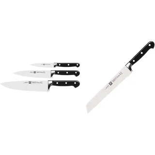 Zwilling Messer-Set, 3-tlg., Spick-/Garniermesser, Fleischmesser, Kochmesser, Professional S & Brotmesser, Klingenlänge: 20 cm, Klingenblatt mit Wellenschliff, Professional S