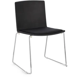 Esszimmerstuhl Giulia 4er-Set aus Metall, modern und stapelbar, silber schwarz, gepolstert