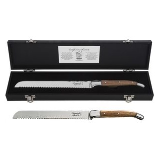 Laguiole-StyleDeVie Brotmesser Luxury Line, Holzgriff, 21cm Klinge, Olivenholz, Wellenschliff