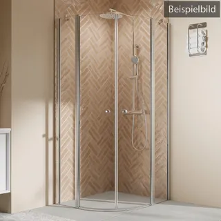 Breuer Elana 2.0 rund Runddusche Drehtür 4-teilig Klarglas hell 90 x 100 cm Radius 500 mm - Alu Silber matt - 2434 001 001 132