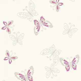 Bricoflor Glitzer Tapete in Lila Weiß Silber Schmetterling Vliestapete für Mädchenzimmer und Wohnzimmer Vlies Mädchentapete mit Schmetterlingen