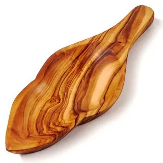DAS OLIVENHOLZBRETT® Dekor-Schale in Blattform aus Olivenholz, längliche Form ca. 25cm